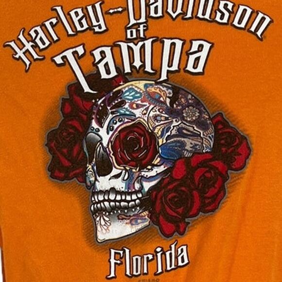 HARLEY DAVIDSON Tampa, Florida Orange Skull & Floral Graphics - Picture 4 of 11